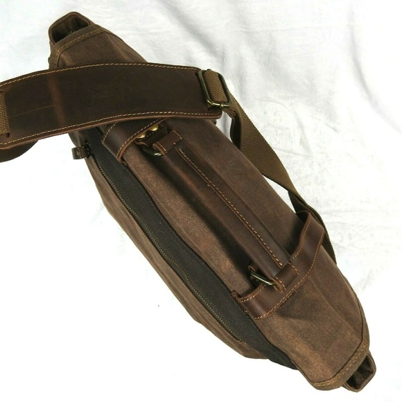 NEWHEY Messenger Bag Canvas Leather Bag - Picture 5 of 8